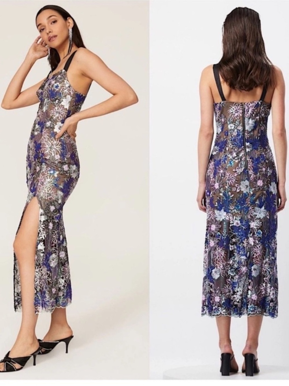 ELLIATT Paige Sequin Mesh Midi Dress Sz Small - Picture 4 of 16